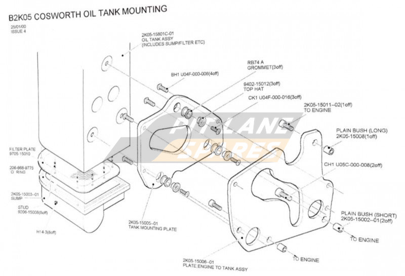 COSWORTH OIL TANK MOUNTING Diagram